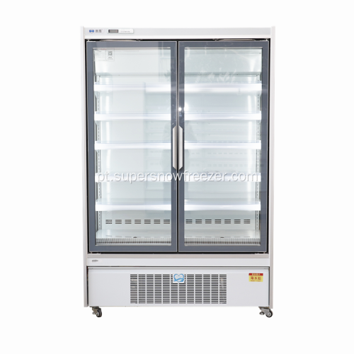 Congelador de exibição de porta de vidro duplo supermercado